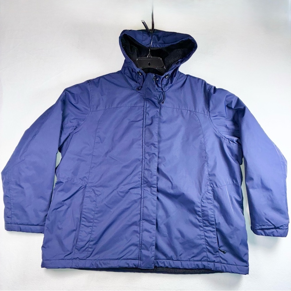 L.L. Bean Insulated Waterproof Winter Jacket Blue Hooded Womens 3X Pockets